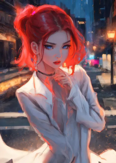 sam yang,
(dreamlikeart, redshift style, analog style:1.1), (copeseethemald style:0.5), (thepit bimbo, glossy), sexy, bimbo,portrait,

1girl, solo,
([Nina Dobrev|Emma Stone]:1.1), closeup, extreme closeup, looking at viewer, symmetric, centered,
pantsuit, business suit, elegant suit, white crop top shirt,

shinny skin, oily skin, subsurface skin scattering, shiny skin,
choker, earrings, eyelashes, eyeshadow, lips, lipstick, jewelry, makeup, nose, parted lips, navel,
beautiful detailed blue eyes, redhead,

realistic, photo-realistic, well-lit face, glowing face, face focus, see-through,
(night:1.2), dark, scary, dark city, alley, chased, danger, worried, afraid, stressed,  building, street lights, detailed background,

[(dust particle paint explosion:1.2)::0.11], (secret:0.8), <lora:samdoesartsSamYang_offsetRightFilesize:0.65>