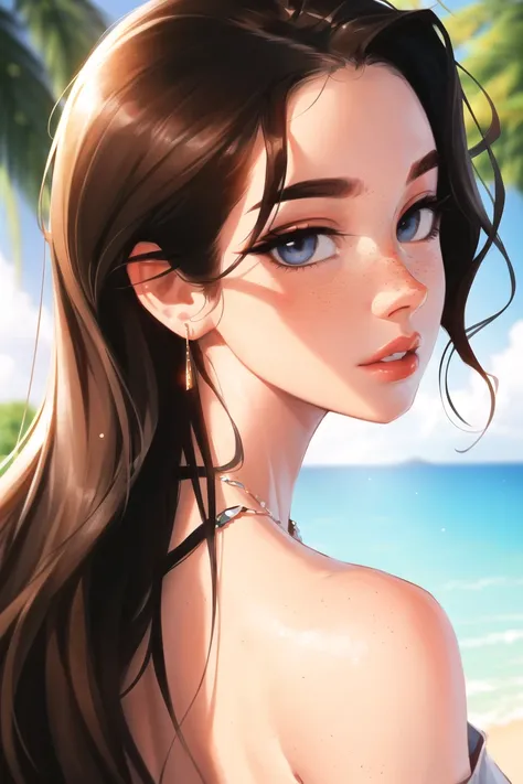 sam yang,
1girl, back, bare shoulders, blue eyes, brown hair, earrings, freckles, jewelry, lips, long hair, looking at viewer, looking back, necklace, off shoulder, parted lips, portrait, day, depth of field, solo
, ((masterpiece))
<lora:sam_yang_offset:1>
