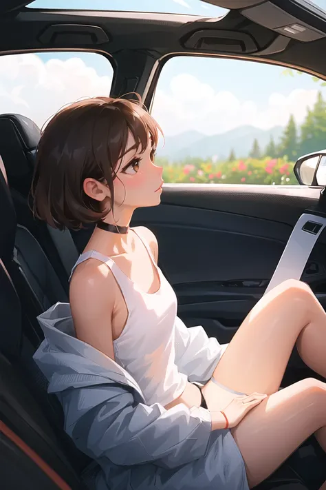 sam yang,

1girl, bangs, black hair, blurry, blurry background, brown eyes, car interior, choker, from side, lips, motion blur, off shoulder, short hair, sitting, solo, tank top
, ((masterpiece))
<lora:sam_yang_offset:0.85>