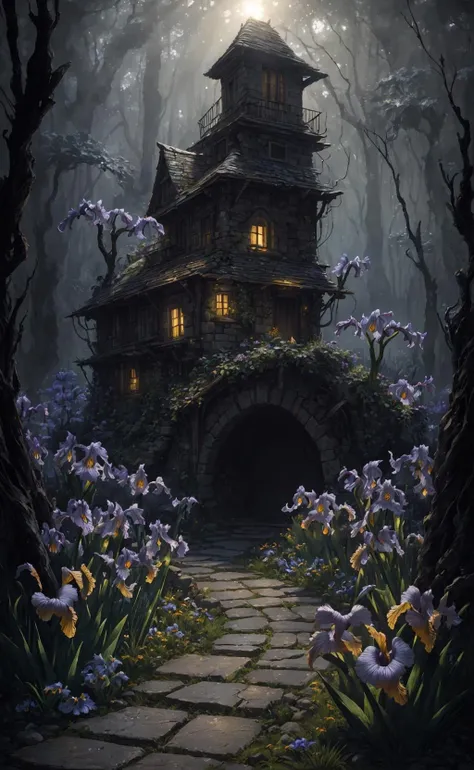 night, (studio light), small breasts, ultra high res, trending on ArtStation, portal fantasy, by Jean-Baptiste Monge, wide color coverage, (highly detailed:1.1), by tim burton, wonder, ((realistic), light:1), stone fragment, watermill, highly detailed, ((masterpiece), large iris:1.2), professional majestic oil painting by Ed Blinkey, gnarled trees, (sunlight:1.1, Beth Hamiti: 1.5), elegant, ((visible pores)), intricate detailed octane render perfect composition, scenery, soft lighting, (((wicked))), best quality, satisfaction, essence of floral beauty, <lora:sam_yang_offset_right_filesize:0.5>, photo, (dark theme:1.3), Sharp focus