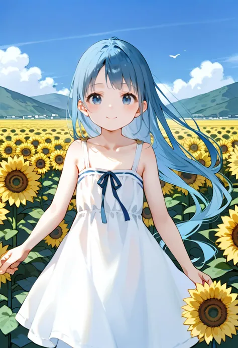 score_9, score_8_up, score_7_up,score_6_up,score_5_up,source_anime, watercolor \(artwork\), rating_safe,
BREAK
1girl, solo, kantai collection, samidare,
scenery,standing,outdoors, looking at viewer, seductive smile, summer sky,cumulonimbus,sunflower field,one-piece white dress, emotional, wind,
<lora:samidare-09:1> samidareKC,blue hair, long hair, flat chest, blue eyes, very long hair,