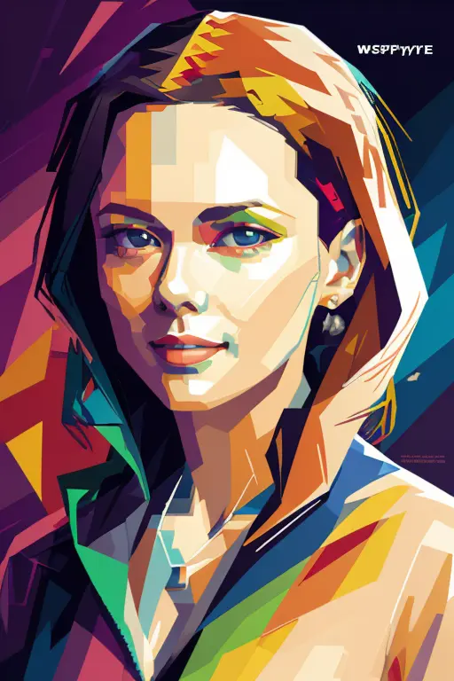 WPAP style, portrait of woman, color harmonize