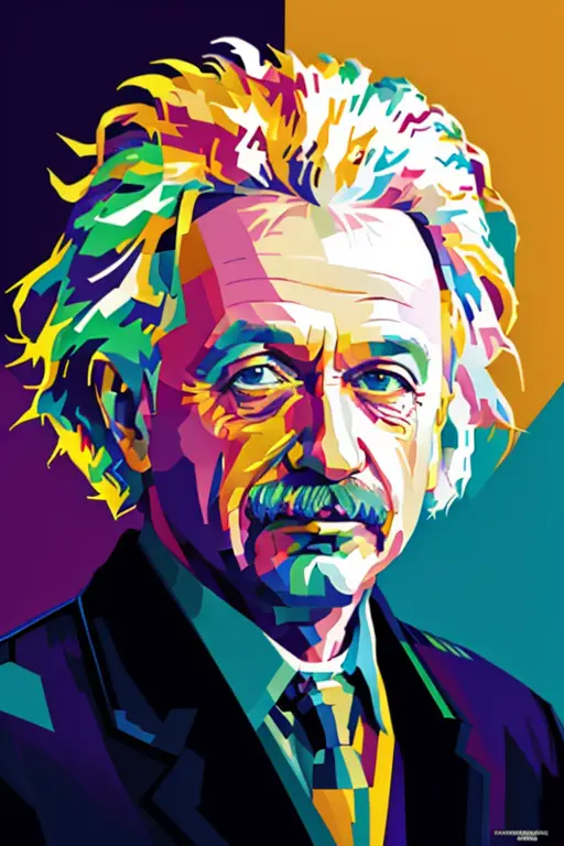 WPAP style, portrait of albert einstein, color harmonize