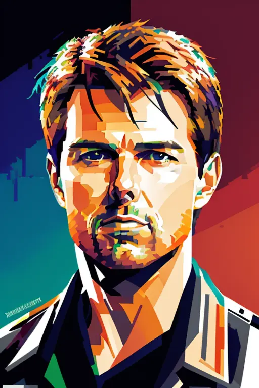 WPAP style, portrait of tom cruise, color harmonize