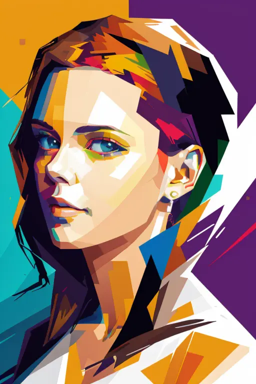 WPAP style, portrait of woman, color harmonize