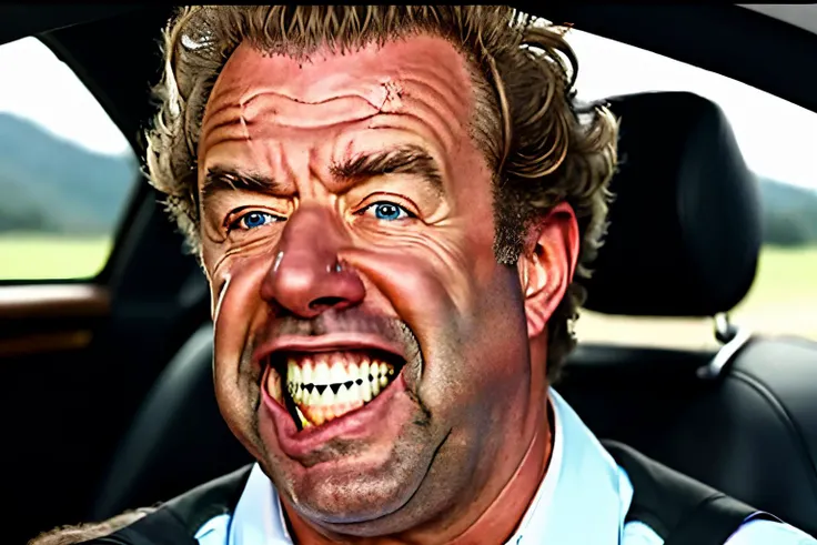 (highly detailed, absurdres),masterpiece,best quality,hyper realistic,intricate details,8k uhd, colorful,
jeremy clarkson, driving car,
Face vs strong wind,
  <lora:MedusaHead:1>