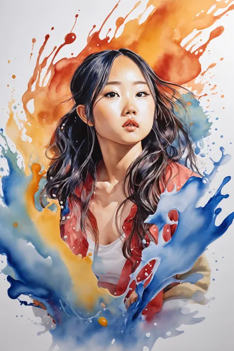 Colorful, multiple colors, intricate detail, splash screen, photorealistic, intricately detailed fluid gouache painting, calligraphy, acrylic, watercolor art,
masterpiece, best quality, 1girl, <lora:kwFemale_Beta40-SDXL_v1:1>, asian,waifu