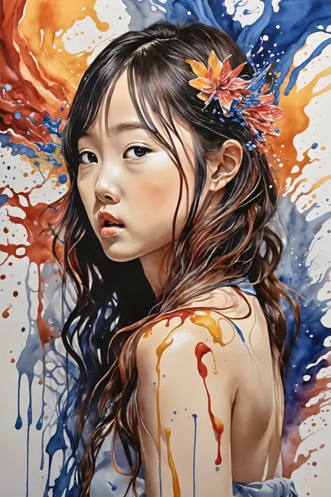 Colorful, multiple colors, intricate detail, splash screen, photorealistic, intricately detailed fluid gouache painting, calligraphy, acrylic, watercolor art,
masterpiece, best quality, 1girl, <lora:kwFemale_Beta40-SDXL_v1:1>, asian