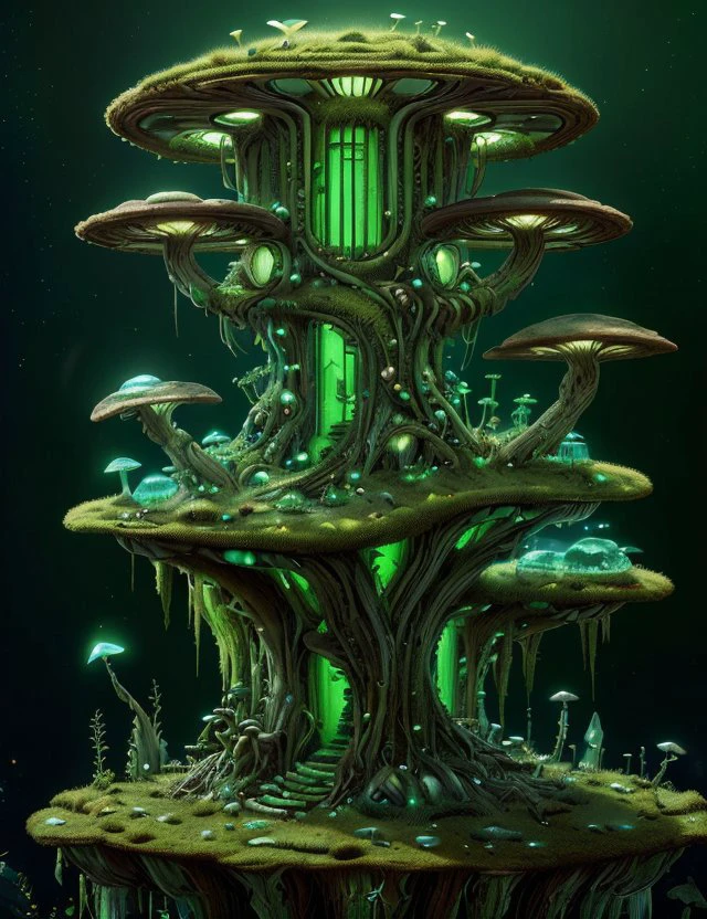 <lora:ExoBioTech:1.0> exobiotech Elven Treehome Haven, Wardrobe, Serpentine stone, Bonfire, Recessed Lighting, Retrofuturism ,scifi, bio, creeping, rootlike, Vascular, scaled