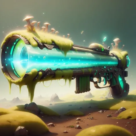 <lora:ExoBioTech-20:1>,exobiotech , scifi,bio ,
rifle on a table, (simple background:1.3)