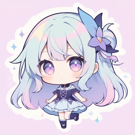 pastel colors, chibi, little witch, 1girl