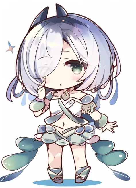 <lora:komowataHarukaChibiArt_v20:0.8>chibi,full body,white background
<lora:traptrixarachnocampa:0.9>traptrixarachnocampa,wristband,navel,white hair,short hair,two hand up, standing ,knees bent ,green