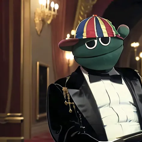((masterpiece)) ((high quality)) ((professional)) cartoon portrait of Skurt wearing a black tie and a suit in a castle, (digital art:1.3) masterful, two tone lighting , (absurdres), sharp, detailed, <lora:skurt_vng_V2:1.1> <lora:GTA_Style:0.7>