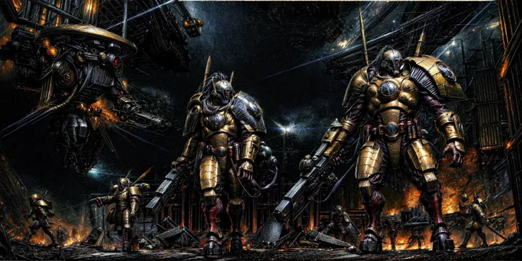 warhammer 40k star Wars wallpapers, in the style of canon eos 5d mark iv, gothic gradeur, close up intensity, grey and gold, elaborate costumes, skull motifs, shot on 70mm --ar 16:9 --q 2 --s 1000 --auto --s2