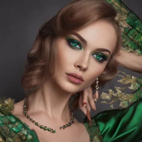 a realistic close-up poster of samburskaya modeling for a photoshoot, glamor makeup, bright green eyes, Slavic female features,<lora:samburskaya_sdxl_02:1>