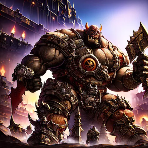 Masterwork Painting, Magnum Opus, 
 <lora:OrcWarrior:0.8> orcw , holding crude axe, massive pauldron, battle stance, 
 <lora:Biomechanicals_v2_lora1500:0.75> hnsrdlf style, fused flesh,
  highres, 8k, uhd, High Dynamic Range, tonemapping, crisp details,  intricate details, fine details