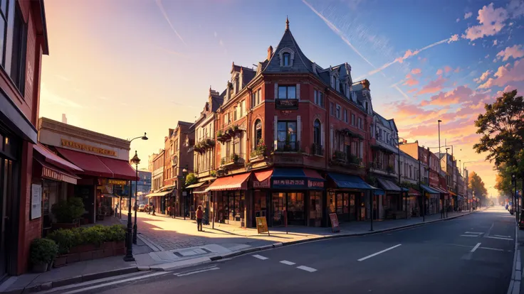 <lora:add_detail:0.5>
((masterpiece)), (best quality), (ultra detailed), (digital), futuristic city street corner, stores, shops, lamp posts, trees, sunset, intricate, elaborate detail, ((vivid)) colors, high saturation