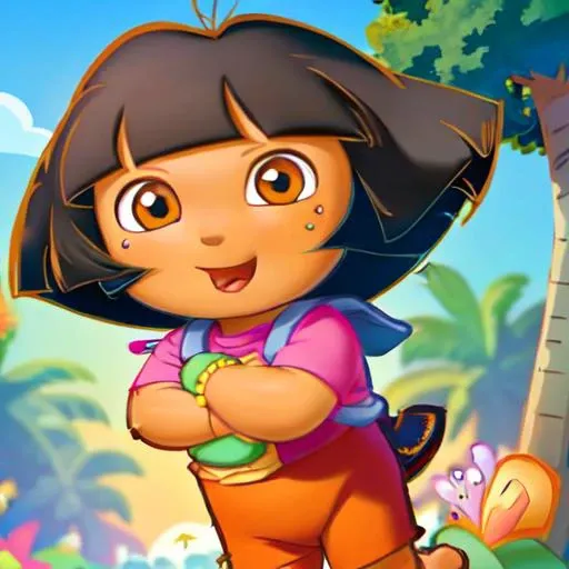 (((nickelodeon cartoon style))) brazilian chibi toddler dora, (((insanely high quality, insanely high resolution, insanely high details, insanely high intricate details, insanely detailed skin))) <lora:TheGooder_Dora_Explorer1-1:1>