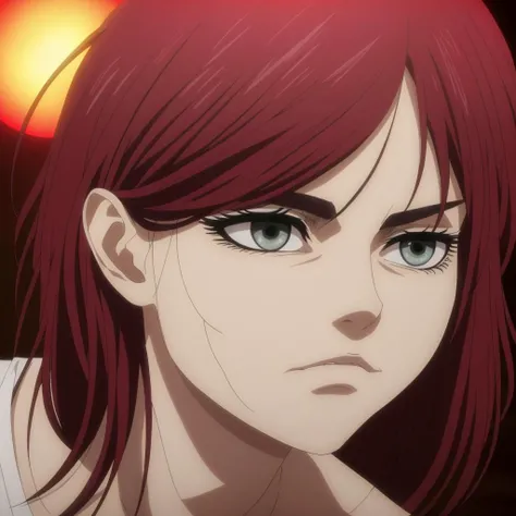 Emma Stone Red Hair , medium shot , dramatic lighting, highly detailed <lora:AoTStyleS4:0.6>