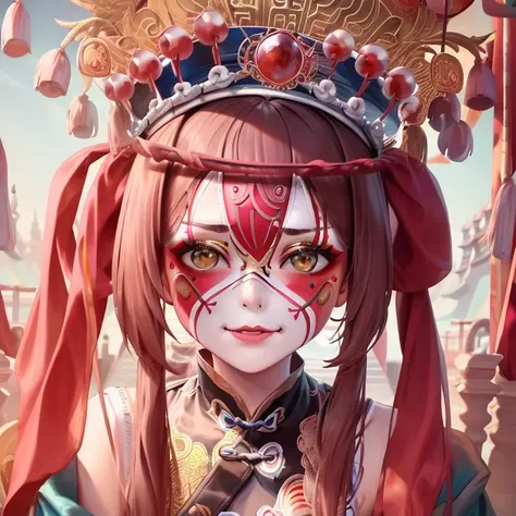 Masterpiece, best quality, 1girl, <lora:facial_makeup:0.85>, chinese_\(facialmakeup\)