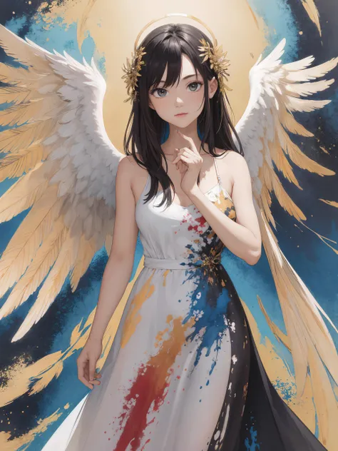 (absurdres, highres, ultra detailed), (1 girl:1.5),
BREAK
, color field painting, large swaths of color, abstract expressionism, bold hues, emotional impact, atmospheric depth, minimalist approach
BREAK
paint pouring, fluid art, marble-like patterns, vibrant colors, organic forms, abstract designs, mesmerizing textures
BREAK
, angelic gown, golden halo, feathered wings