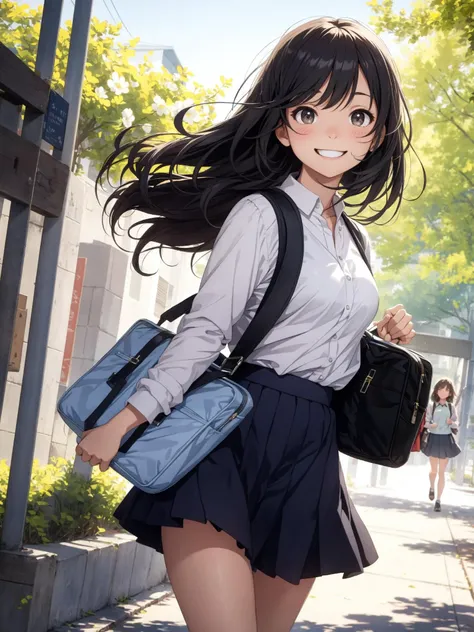 On a bright spring day (day:1.0), under the clear blue sky (sky:1.0),
BREAK
a high school girl walks with her hair dancing lightly in the wind (hair:1.0). The image is softened at the edges, capturing the youthful and vibrant essence of the scene.
BREAK
Her smile, rendered in soft focus, illuminates the surroundings (smile:1.0) and her school bag symbolizes her passion for learning (school bag:1.0).
BREAK
Each stride she takes is full of energy (stride:1.0), and her light laughter rings through the air (laughter:1.7), encapsulated perfectly with the soft focus technique.
BREAK
The background is slightly blurred, emphasizing her in this springtime scene.
