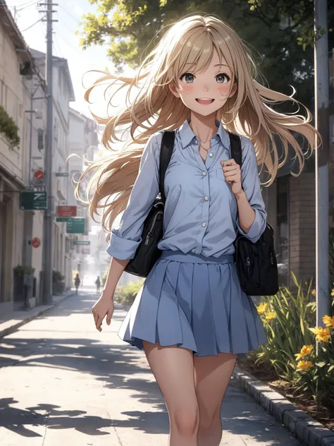 On a bright spring day (day:1.0), under the clear blue sky (sky:1.0),
BREAK
a high school girl walks with her hair dancing lightly in the wind (hair:1.0). The image is softened at the edges, capturing the youthful and vibrant essence of the scene.
BREAK
Her smile, rendered in soft focus, illuminates the surroundings (smile:1.0) and her school bag symbolizes her passion for learning (school bag:1.0).
BREAK
Each stride she takes is full of energy (stride:1.0), and her light laughter rings through the air (laughter:1.7), encapsulated perfectly with the soft focus technique.
BREAK
The background is slightly blurred, emphasizing her in this springtime scene.