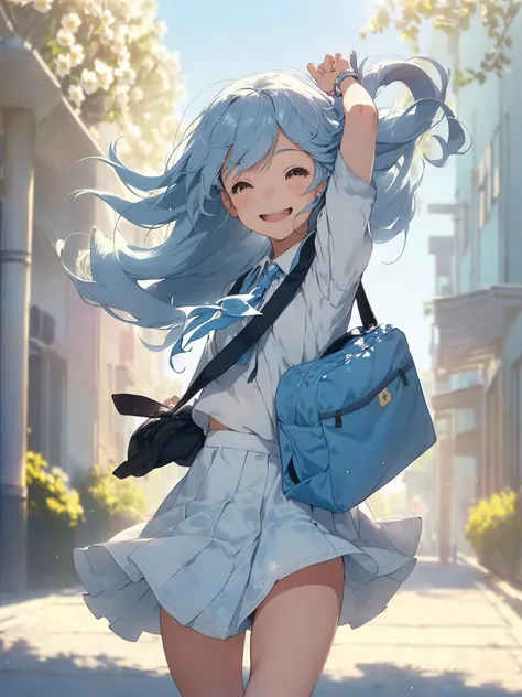 (On a bright spring day (day:1.0), under the clear blue sky (sky:1.0),
BREAK
a high school girl walks with her hair dancing lightly in the wind (hair:1.0). The image is softened at the edges, capturing the youthful and vibrant essence of the scene.
BREAK
Her smile, rendered in soft focus, illuminates the surroundings (smile:1.0) and her school bag symbolizes her passion for learning (school bag:1.0).
BREAK
Each stride she takes is full of energy (stride:1.0), and her light laughter rings through the air (laughter:1.7), encapsulated perfectly with the soft focus technique.
BREAK
The background is slightly blurred, emphasizing her in this springtime scene.
:1.2)