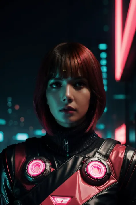 lml in cyber neon lighting, futurism, intricate futuristic jewelry accessories, cyberpunk glossy red latex turtleneck, hyper photorealistic, crispy quality, digital photography, trending in artstation, trending in pinterest, cinematic, 4 k ultra hd, art by pascal blanche, art by greg rutkowski,<lora:LalisaManobal-RealVision-V1.0:1>
