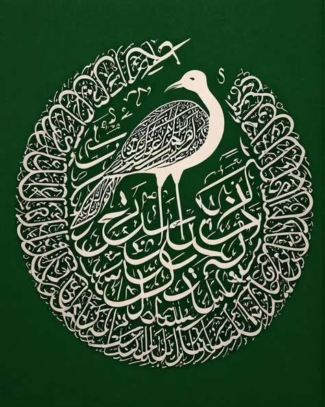 An (entirely made of hsz-Calligraphy:1.9), beautifully intricate, massive, award-winning a black and white drawing of a bird, a tattoo, by KamÄl ud-DÄ«n BehzÄd, hurufiyya, arabic calligraphy, flamingo, vectorised, museum quality photo, intricate details, 8K, Strong summer light, vegetal green background, depth of field.
<lora:hsz-Calligraphy:1>, Arabic, Calligraphy
