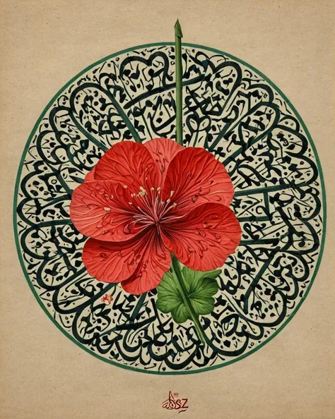 An (entirely made of hsz-Calligraphy:1.9) , Geranium, Old, <lora:hsz-Calligraphy:1>