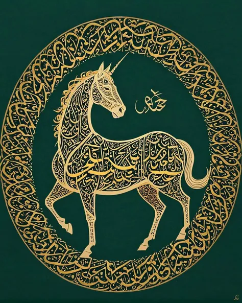 An (entirely made of hsz-Calligraphy:1.9), beautifully intricate, massive, award-winning, a colorful filigree drawing of a Centaur, a tattoo, by KamÄl ud-DÄ«n BehzÄd, hurufiyya, arabic calligraphy, vectorised, museum quality photo, intricate details, 8K, . <lora:hsz-Calligraphy:1>, Arabic, Calligraphy