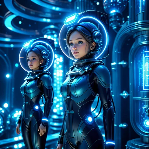 (best quality, masterpiece, absurdres, highres, ultra_detailed, dynamic angle:1.2), photography of (multiple girls:1.4), druids, colorful ornate diving bodysuit, lama scuba helmet, glowing cybernetics, long robe woven with celestial patterns, (underwater:1.2), fantasy temple interior, sea plants, bioluminescence, futuristic, sci-fi, (intricate details, hyperdetailed:1.15), (ultrahigh resolution textures), bokeh, (volumetric, cinematic, dim blue) lighting, caustics, depth of field, <lora:lama_scuba_helmet-xl-v2-000012:0.5>, <lora:EnvyScifiStreamlineXL01:0.9>, <lora:EnvyElvishArchitectureXL01:0.75>