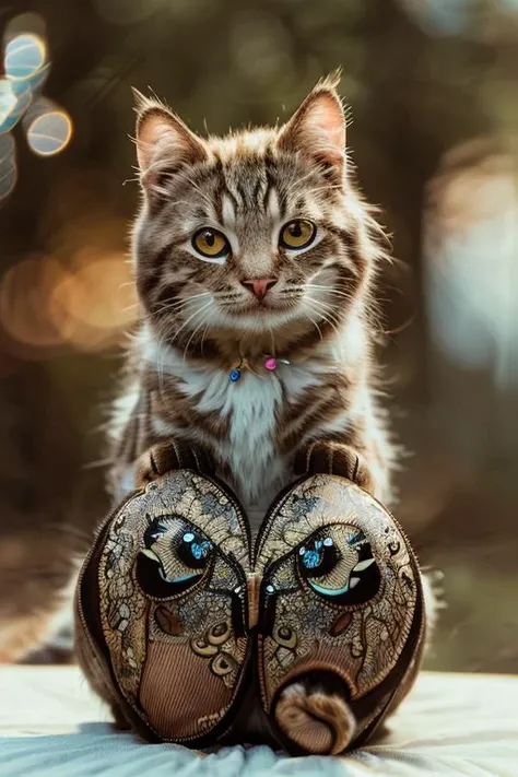masterpiece, best quality, highres, intricate detail, kitty, animal, round eyes, twitchy tail, warm colors, bokeh, outside, low exposure, muted colors, camera, pjw style <lora:pjw_style:1>