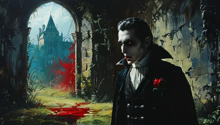 impactful paint of a vampire in a castle   <lora:The_Horror_Style:1>,    highly detailed,   8k,   sharp,  professional, clear,   high contrast, high saturated, , vivid deep blacks, crystal clear