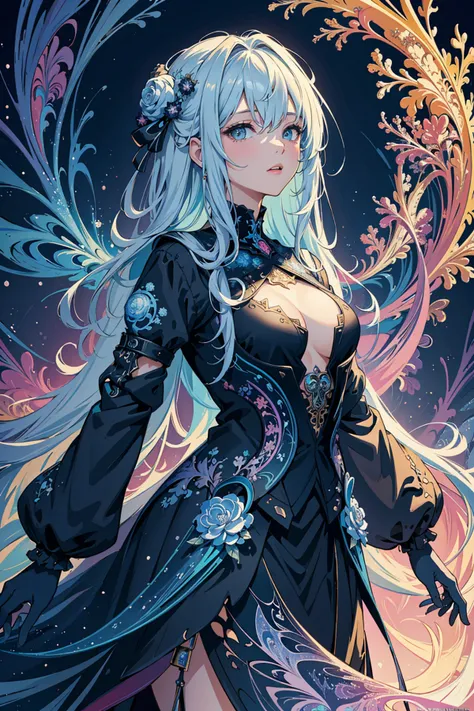 (masterpiece, top quality, best quality, official art, beautiful and aesthetic:1.2), (1girl), extreme detailed,(fractal art:1.3),colorful,highest detailed,cold light