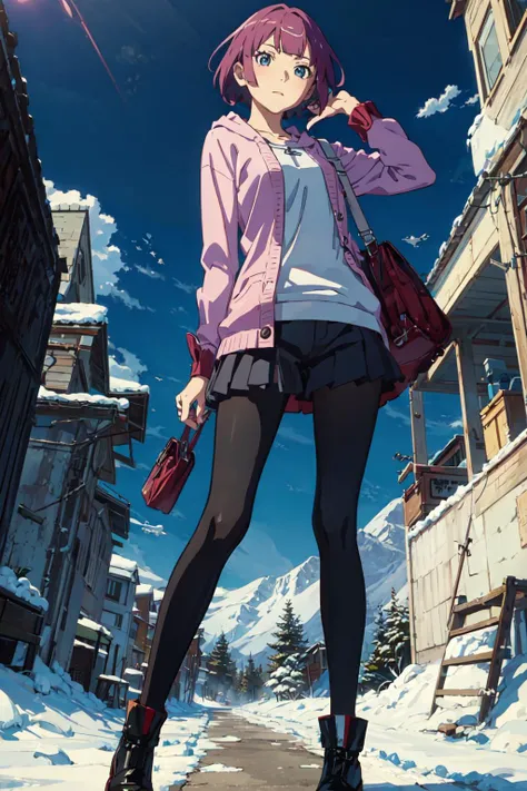 solo,best quality,1girl,short hair,looking_at_viewer,disdain,anime screencap,(uchikake:1.2),full_shot,panorama,full body,in winter,sheryama,hills,snow,sh1,senjougahara hitagi,short hair,<lora:senjougahara_hitagi_v1>,, masterpiece,best quality,highres,ultra high res,(abstract art:1.2),2d,(highlydetailed),(colorful),(intenseexpression),(fashionable),