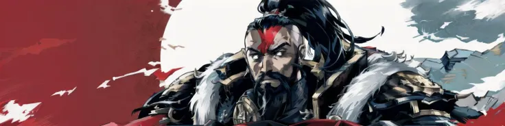 <lora:Khan MK1 by CARAXES:0.8> (khan, Jagathai Khan:1.25), (1boy, solo:1.25), sword, scar, black hair, high ponytail, (beard, goatee:1.15), hair ornament, face, serious, warhammer 40k, BREAK, (warhawk, hawk, eagle:0.5), imperial aquila, BREAK, <lora:PersonaCutInV2:0.8> IncrsPersCutIn, simple background, BREAK, <lora:DonMW1nd:0.25> DonMW1nd <lora:more_details:0.25>, masterpiece, best quality, extremely detailed, highly quality, 4k, sharp focus, professional, sharp focus, award winning, cinematic lighting, octane render, unreal engine, volumetrics dtx, Wallpaper,