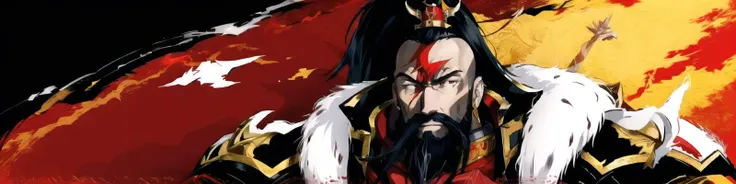 <lora:Khan MK1 by CARAXES:0.8> (khan, Jagathai Khan:1.25), (1boy, solo:1.25), sword, scar, black hair, high ponytail, (beard, goatee:1.15), hair ornament, face, serious, warhammer 40k, BREAK, (warhawk, hawk, eagle:0.5), imperial aquila, BREAK, <lora:PersonaCutInV2:0.8> IncrsPersCutIn, simple background, BREAK, <lora:more_details:0.25>, masterpiece, best quality, extremely detailed, highly quality, 4k, sharp focus, professional, sharp focus, award winning, cinematic lighting, octane render, unreal engine, volumetrics dtx, Wallpaper,