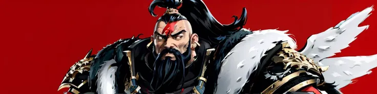 <lora:Khan MK1 by CARAXES:0.8> (khan, Jagathai Khan:1.25), (1boy, solo:1.25), sword, scar, black hair, high ponytail, (beard, goatee:1.15), hair ornament, face, serious, warhammer 40k, BREAK, (warhawk, hawk, eagle:0.5), imperial aquila, BREAK, <lora:PersonaCutInV2:0.8> IncrsPersCutIn, simple background, BREAK, <lora:more_details:0.25>, masterpiece, best quality, extremely detailed, highly quality, 4k, sharp focus, professional, sharp focus, award winning, cinematic lighting, octane render, unreal engine, volumetrics dtx, Wallpaper,
