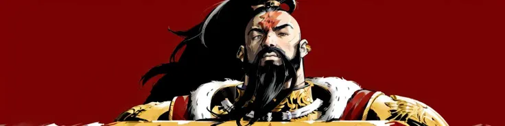 <lora:Khan MK1 by CARAXES:0.8> (khan, Jagathai Khan:1.25), (1boy, solo:1.25), sword, scar, black hair, high ponytail, (beard, goatee:1.15), hair ornament, face, serious, warhammer 40k, BREAK, (warhawk, hawk, eagle:0.5), imperial aquila, BREAK, <lora:PersonaCutInV2:0.8> IncrsPersCutIn, simple background, BREAK, <lora:more_details:0.25>, masterpiece, best quality, extremely detailed, highly quality, 4k, sharp focus, professional, sharp focus, award winning, cinematic lighting, octane render, unreal engine, volumetrics dtx, Wallpaper,