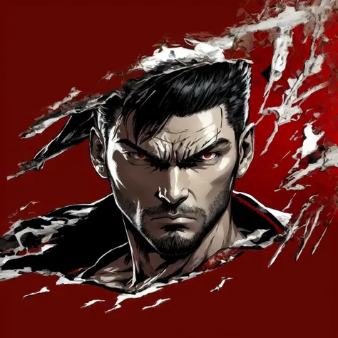 (masterpiece, top quality, ultra detailed), 1guy, fighter, scar face, red eyes, serious look, Persona Cut In, <lora:PersonaCutIn-06:1>, trending on art station