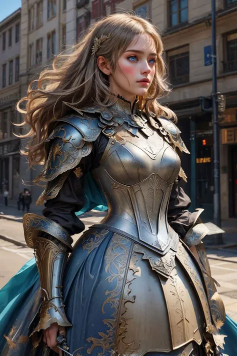 best quality, masterpiece, highly detailed, ultra-detailed, 1girl, armored_dress, armored dress, blue eyes,
<lora:armored_dress:0.75:clothes>, Long blonde hair, Holding a long sword, blue armor,
Look into the distance, <lora:more_details:0.5>