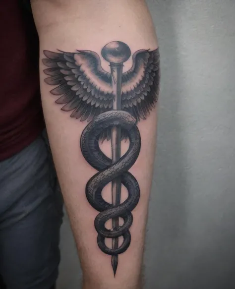 color, 1male, arm, muscular, Caduceus tatto on the arm, <lora:Caduceus:0.6>
