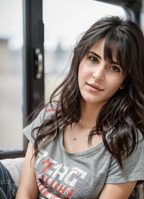 RAW photo, 24 year old woman wearing casual clothing, messy hair, slim body, at home, shallow depth of field, (high detailed skin:1.2), 8k uhd, dslr, soft lighting, high quality, film grain, 20mp, Fujifilm XT3, 80mm, hasselblad