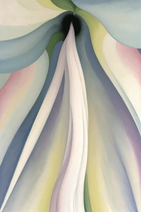 GeorgiaOKeeffeFlowers, ((blue shades)), slightly blurred, watercolor