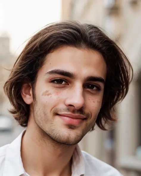 GS-Masculine Street photography, kkw-Arab young-man, Ivy-League-haircut, Black hair, Hazel eyes, Upper Lip Mole lip, Square with Soft Jaw face, Stocky body, Casual Chic clothes, golden hour lighting, Cityscape, Canon EOS RP, Full shot, PA7 Portrait-FL, Tilted angle, BREAK (PA7 Human-Likeness:1.21) kkw-skin-det kkw-ph1, kkw-detailMe-v1.0, seductive smile,