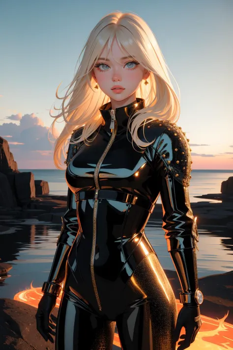 tv_Aino_MXAI, (detailed art by Nikolai Lockertsen:1.1) , digital art, grand pebble art of a warm lava pit and Lagrange point in background, masterpiece, Mature Striped muscular Viking ([Jenna Elfman|Selene]:1.3) , she is surrounded by Poppiess, ð¤§, she is very curious, Selene is Camping, she is dressed in a [Breathtaking:Award-Winning:1] Lime green Algerian Carbon fiber Fustanella that was forged by Armani, It is very tiger print and Black, her hair is Labyrinthine and styled as Twist braid, Selene has a Intricate Prehistoric deep indigo Scarf, Conceptual Gold Tooth, Smoky Conditions, FOV 90 degrees, Lonely, Sci-Fi, Renaissance, moody lighting, telephoto lens, Vivid Colors, glimmering transformation, full of DayGlo orange, highly detailed face, sharp, unreal engine, extremely hyper aesthetic