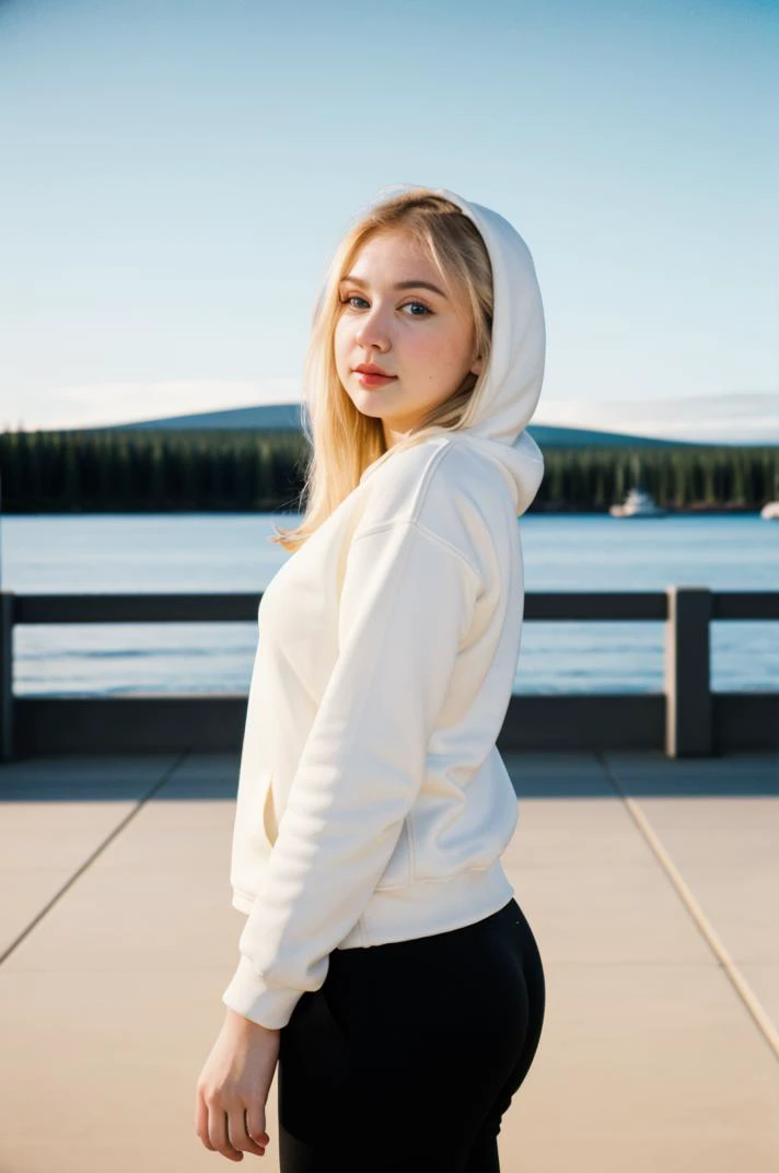 tv_Aino_MXAI,  epiCPhoto, ,  , bored expression, wearing a hoodie, wearing yoga pants, wearing sneakers, in a supermarket, walking towards the camera, looking down,, 8k resolution, highres, high detail, sharp focus, detailed skin,  8k uhd, bokeh, analog photography