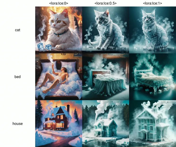 a cat,ice, <lora:Ice:0>,smoke
